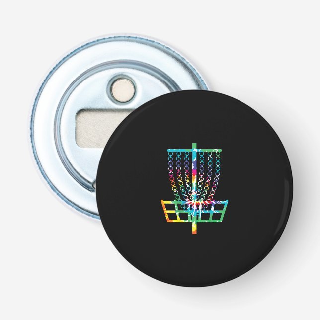 Disc Golf Basket - Hippie Rainbow Gift Bottle Opener (Front)