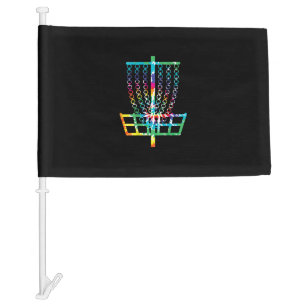 Disc Golf Basket - Hippie Rainbow Gift Car Flag