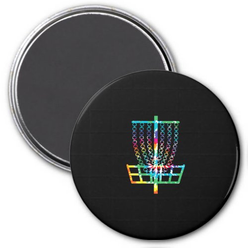 Disc Golf Basket _ Hippie Rainbow Gift Magnet