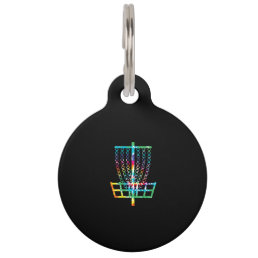 Disc Golf Basket - Hippie Rainbow Gift Pet ID Tag