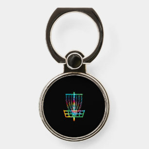 Disc Golf Basket - Hippie Rainbow Gift Phone Ring Stand
