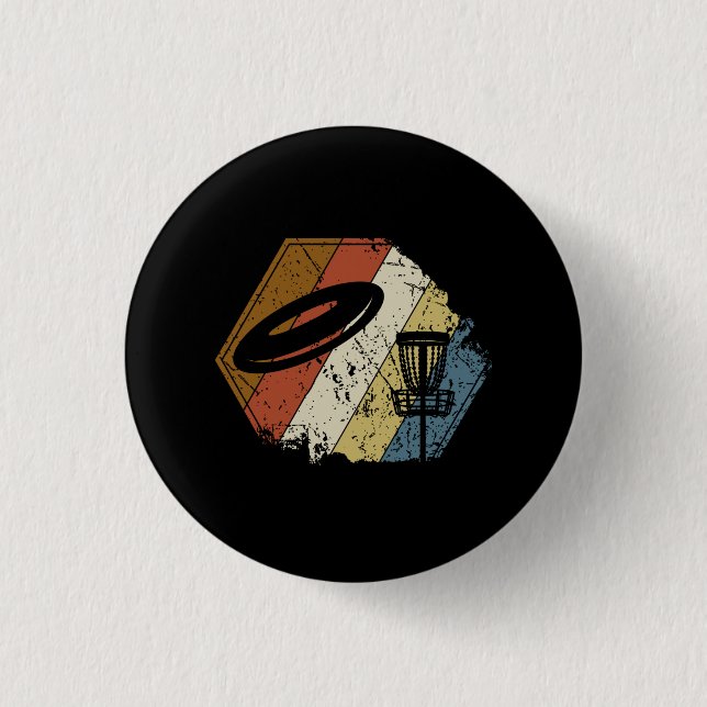 Disc Golf Basket Retro Button (Front)