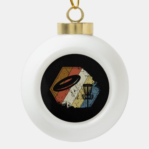 Disc Golf Basket Retro Ceramic Ball Christmas Ornament