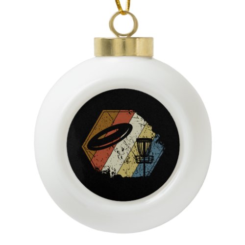 Disc Golf Basket Retro Ceramic Ball Christmas Ornament