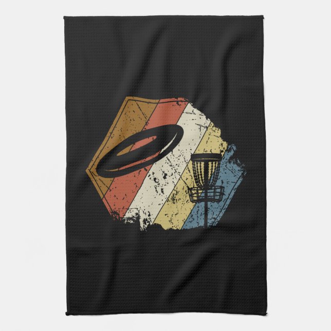 Disc Golf Basket Retro Kitchen Towel (Vertical)