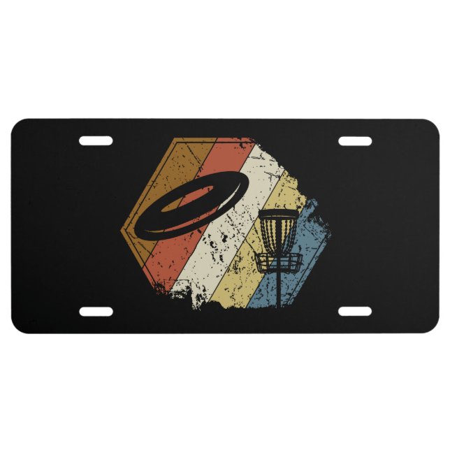Disc Golf Basket Retro License Plate (Front)