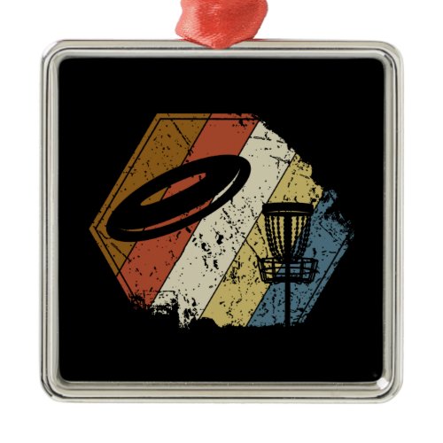 Disc Golf Basket Retro Metal Ornament