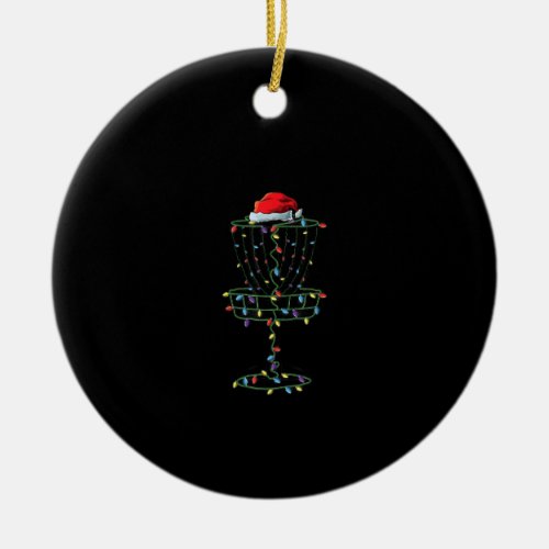 Disc Golf Basket Santa Disc Golf Frisbee Golfer Ceramic Ornament