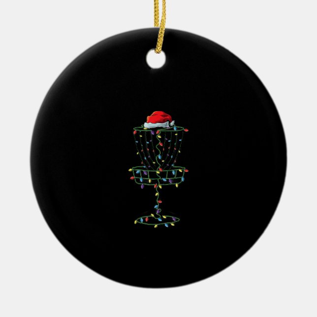 Disc Golf Basket Santa Disc Golf Frisbee Golfer Ceramic Ornament (Front)