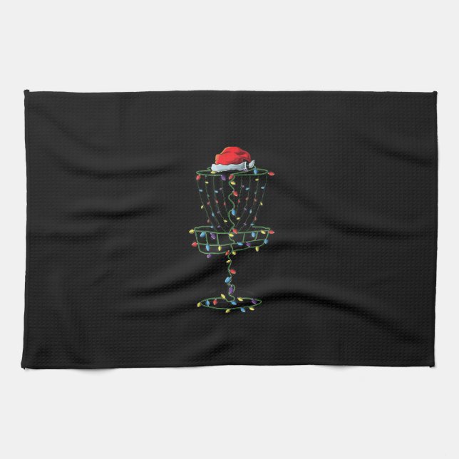 Disc Golf Basket Santa Disc Golf Frisbee Golfer Kitchen Towel (Horizontal)