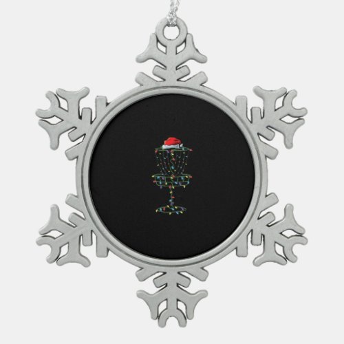 Disc Golf Basket Santa Disc Golf Frisbee Golfer Snowflake Pewter Christmas Ornament