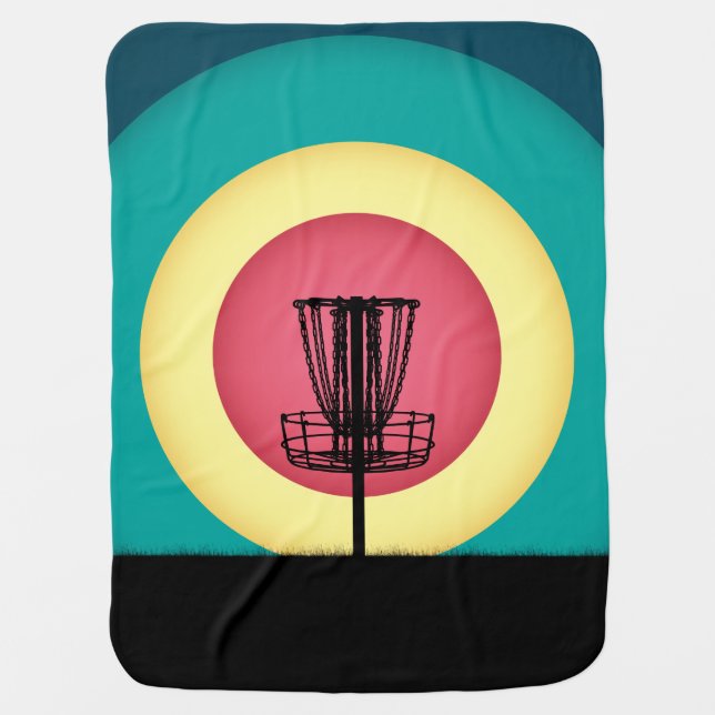 Disc Golf Basket Silhouette Baby Blanket (Front)