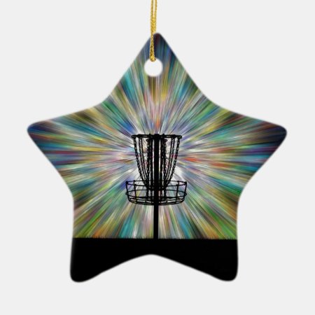 Disc Golf Basket Silhouette Ceramic Ornament