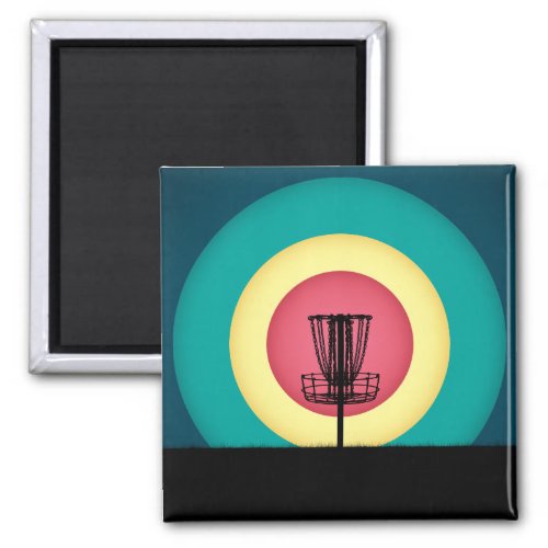 Disc Golf Basket Silhouette Magnet