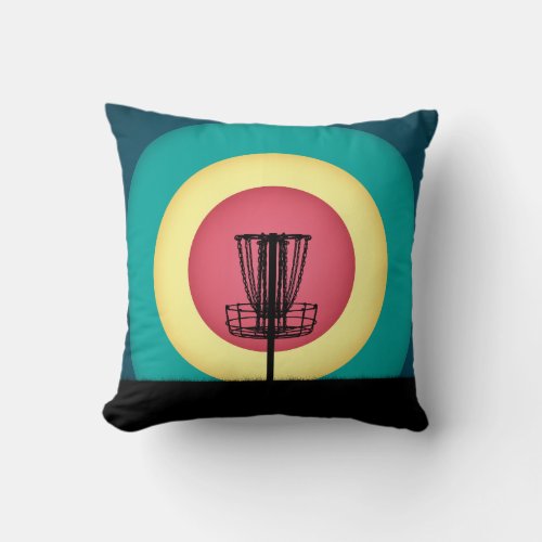 Disc Golf Basket Silhouette Throw Pillow