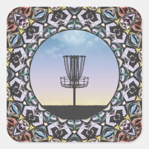 Disc Golf Basket Square Sticker