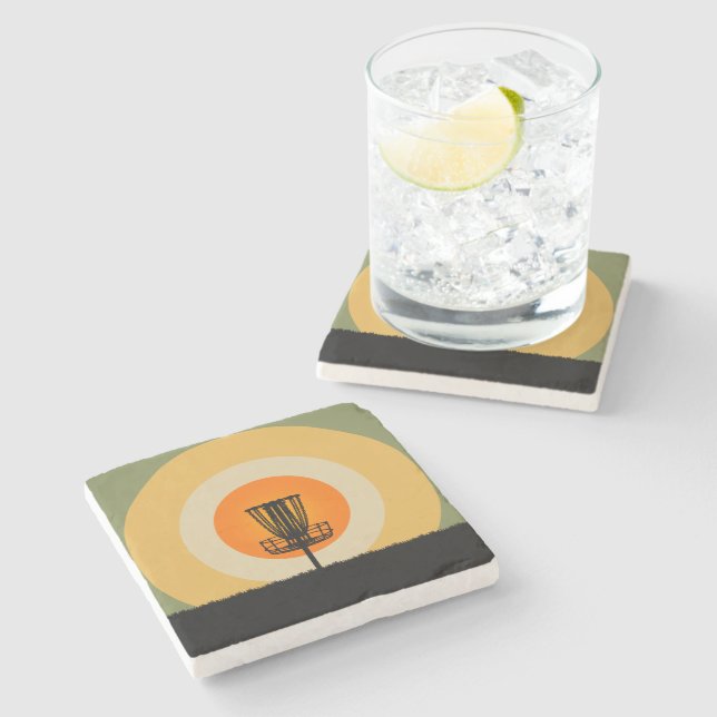 Disc Golf Basket Stone Coaster (Side)