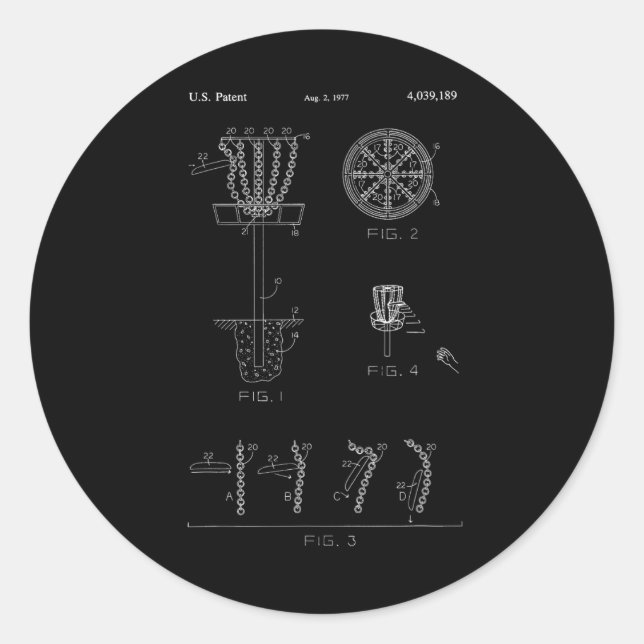 Disc Golf Basket Target Patent Design - Frolf  Classic Round Sticker (Front)