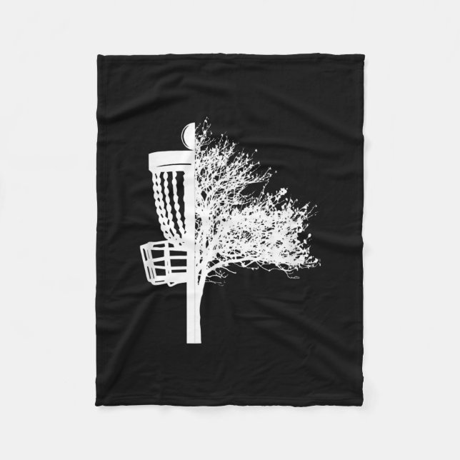 Disc Golf Basket Tree  Fleece Blanket (Front)