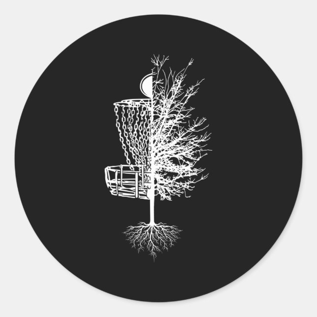 Disc Golf Basket Tree Frisbee Golf Classic Round Sticker (Front)