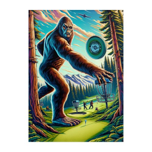 Disc Golf Bigfoot in the Woods Acrylic Print
