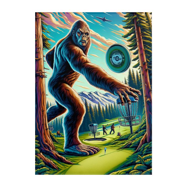 Disc Golf Bigfoot in the Woods Acrylic Print (Front)