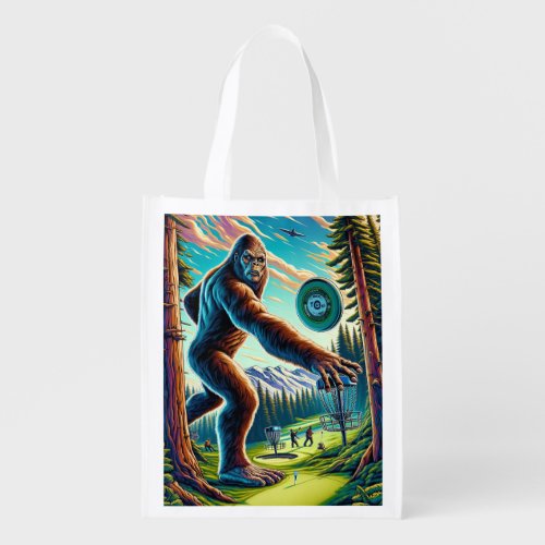 Disc Golf Bigfoot in the Woods Grocery Bag