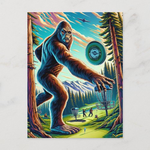 Disc Golf Bigfoot in the Woods Postcard