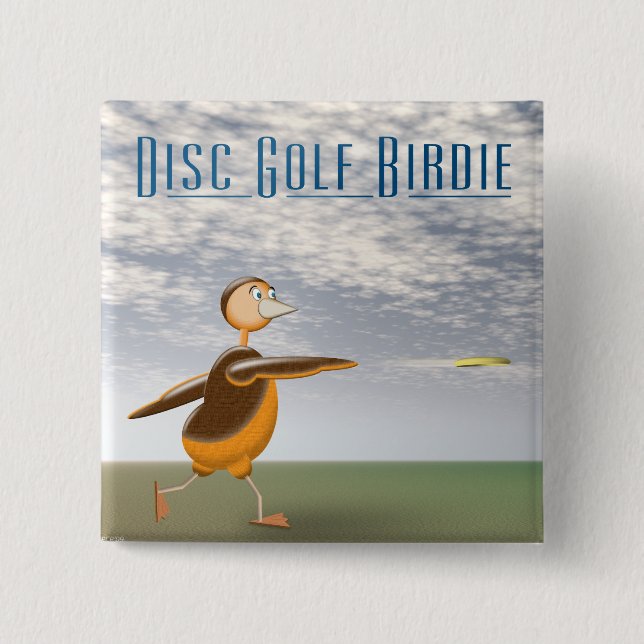 Disc Golf Birdie Pinback Button (Front)