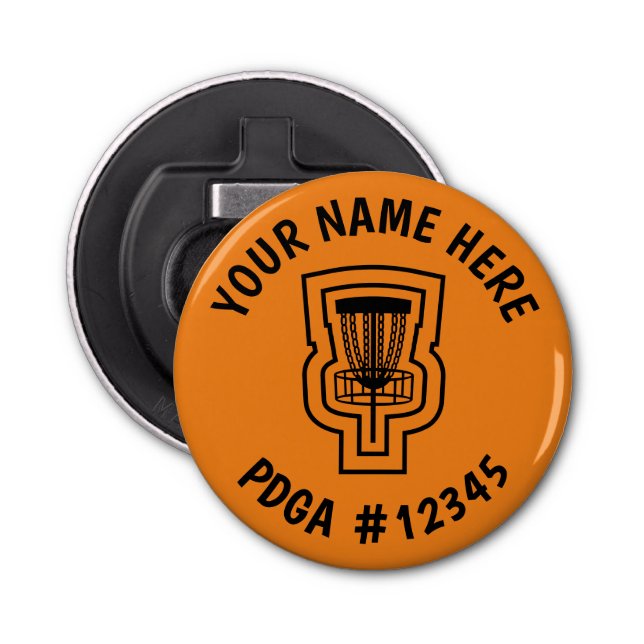 Disc Golf Bottle Opener Mini Marker - Name & PDGA# (Front)