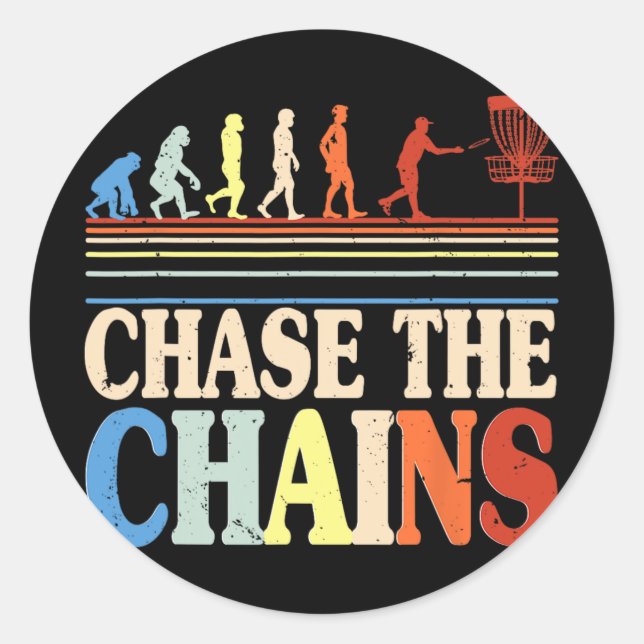 Disc Golf Chase The Chains  Classic Round Sticker (Front)