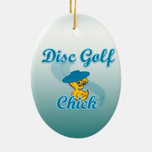 Disc Golf Chick #3 Ceramic Ornament (Back)
