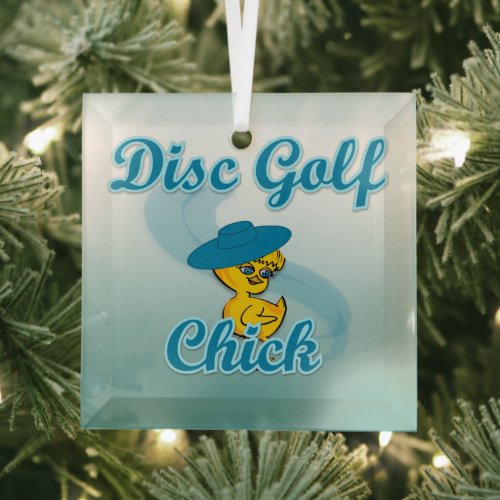 Disc Golf Chick #3 Glass Ornament