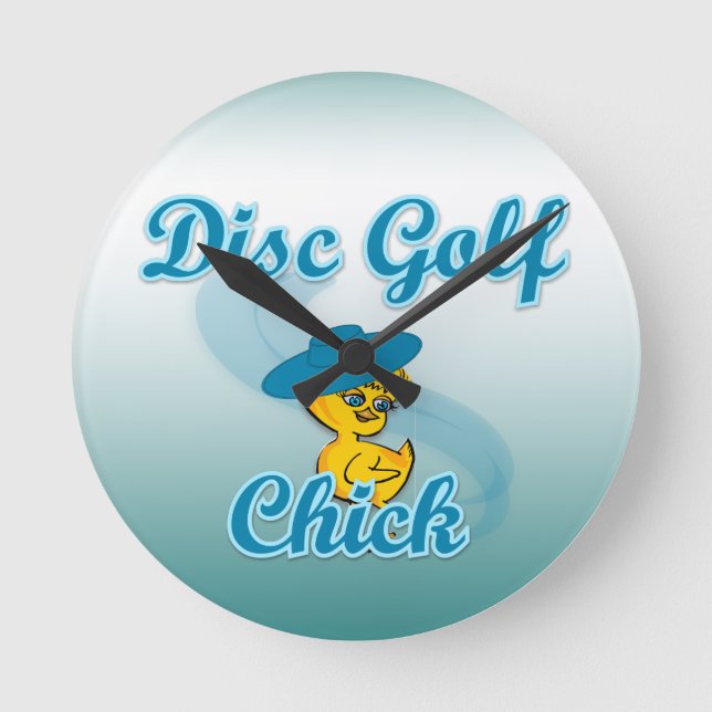 Disc Golf Chick #3 Round Clock (Front)