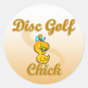 Disc Golf Chick Classic Round Sticker
