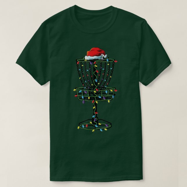 Disc Golf Christmas Lights Tree Golfer Xmas Hat Sa T-Shirt (Design Front)