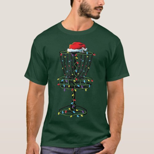 Disc Golf Christmas Lights Tree Golfer Xmas Hat Sa T_Shirt