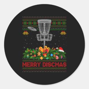 Disc Golf Christmas Pajamas Ugly Xmas Sweaters Mer Classic Round Sticker