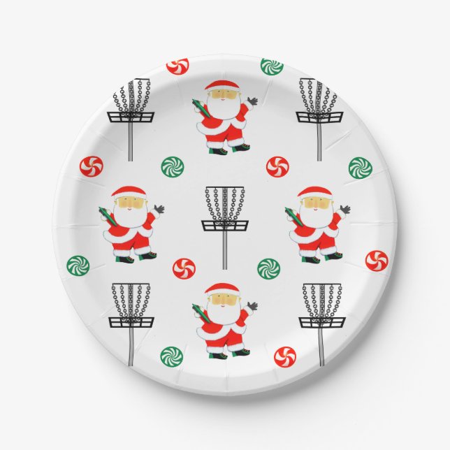 Disc Golf Christmas Paper Plates (Front)