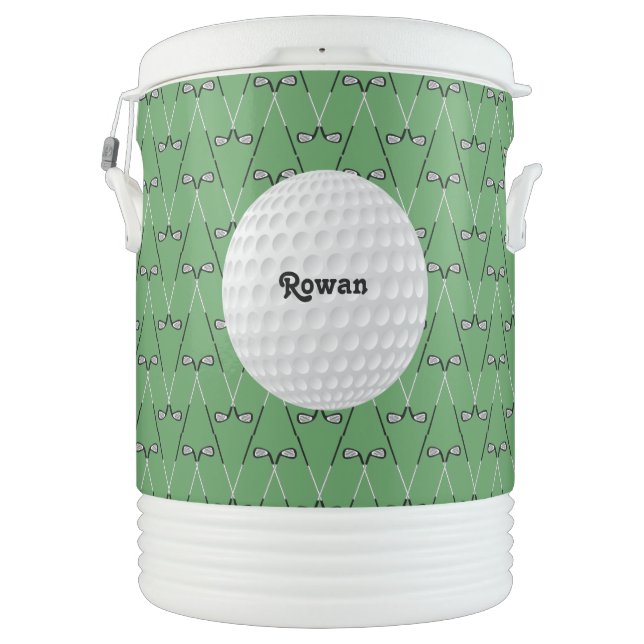 DISC Golf clubs pattern personalized green Beverage Cooler (Back)