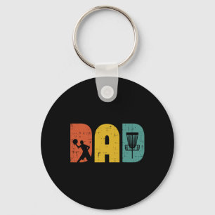 Disc Golf Dad Retro Frisbee Frolf Fathers Day Dadd Keychain