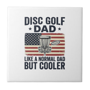 Disc Golf Dad Vintage Flag Funny Shirt Design_1 Ceramic Tile