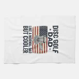 Disc Golf Dad Vintage Flag Funny Shirt Design_1 Kitchen Towel