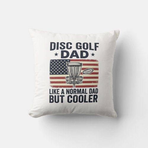 Disc Golf Dad Vintage Flag Funny Shirt Design_1 Throw Pillow