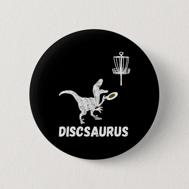Disc Golf Dinosaur Frolfing T-rex Dino Funny Disc  Button (Front)