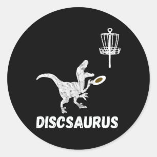Disc Golf Dinosaur Frolfing T-rex Dino Funny Disc  Classic Round Sticker