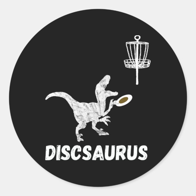 Disc Golf Dinosaur Frolfing T-rex Dino Funny Disc  Classic Round Sticker (Front)