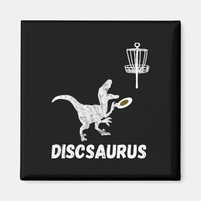 Disc Golf Dinosaur Frolfing T-rex Dino Funny Disc  Magnet (Front)