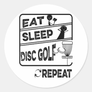 Disc Golf Eat Sleep Repeat Classic Round Sticker