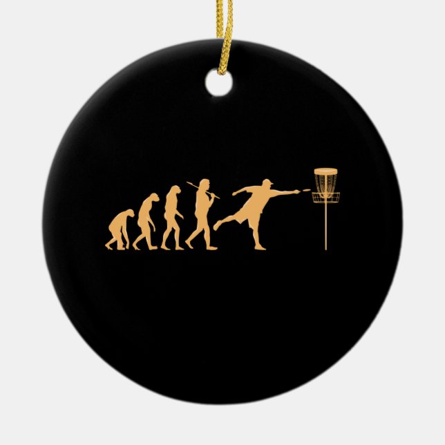 Disc Golf Evolution Ceramic Ornament (Front)